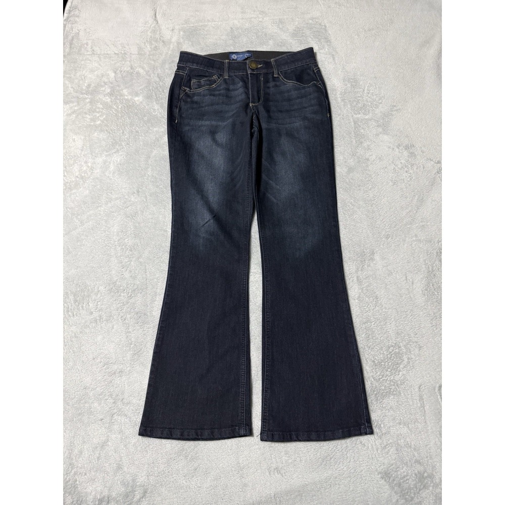 Democracy Jeans Womens 6 Petite Blue Bootcut Denim Stretch Dark Wash 28x28.5